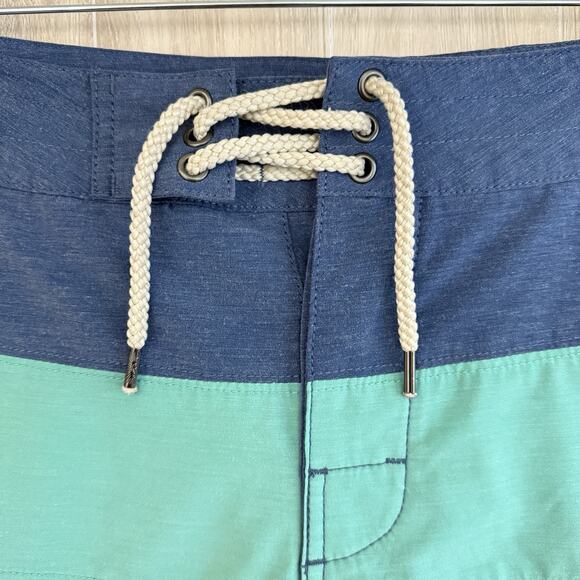 Faherty Board Shorts Mens 28 Blue Color Block Quick Dry Surf Swim Beach Pool - Picture 4 of 11